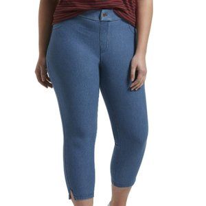 Women's Ankle Slit Essential Denim Capri Legging